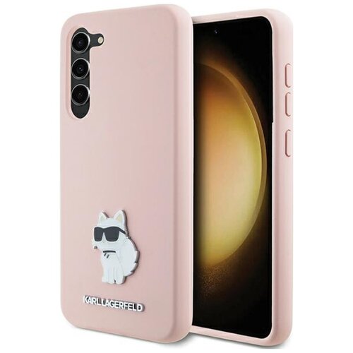 Etui KARL LAGERFELD Silicone Choupette Metal Pin do Samsung Galaxy S24+ Różowy