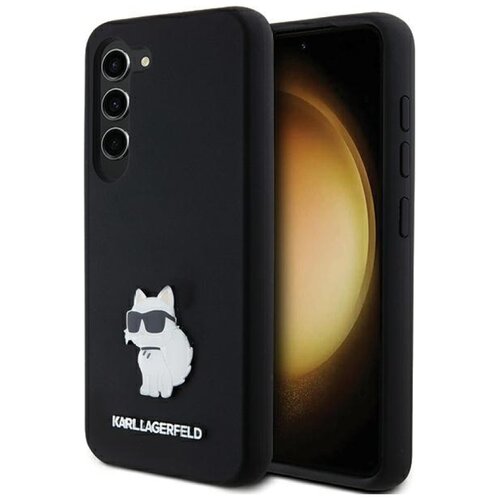 Etui KARL LAGERFELD Silicone Choupette Metal Pin do Samsung Galaxy S24 Czarny