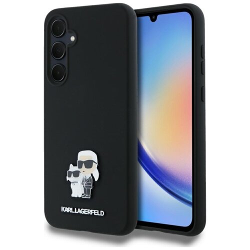 Etui KARL LAGERFELD Silicone Karl&Choupette Metal Pin do Samsung Galaxy A35 Czarny