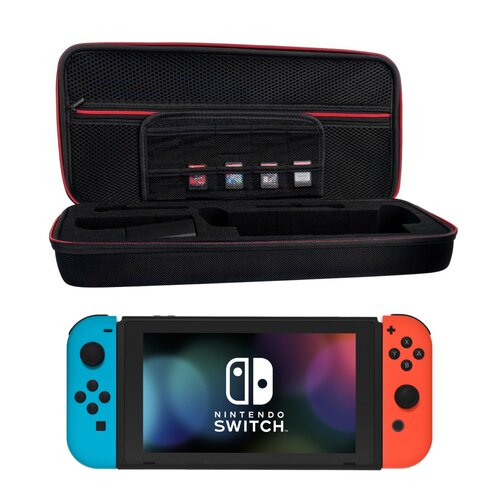 Konsola NINTENDO Switch HAC-001(-01) + Kontroler Switch Czerwono-niebieski + Etui MAD DOG NSA500