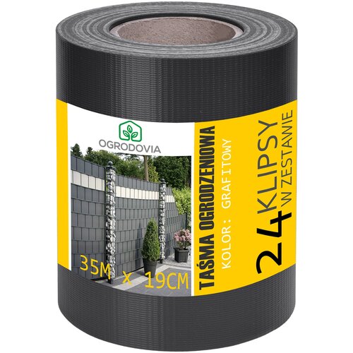 Taśma ogrodzeniowa OGRODOVIA 19 cm x 35 m Grafitowy