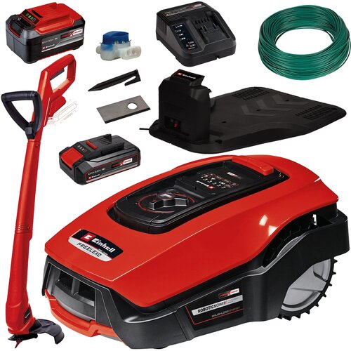 Robot koszący EINHELL Freelexo 600 BT + Podkaszarka akumulatorowa GC-CT 18/24 Li P + GARAŻ ROBOT KOSZĄCY