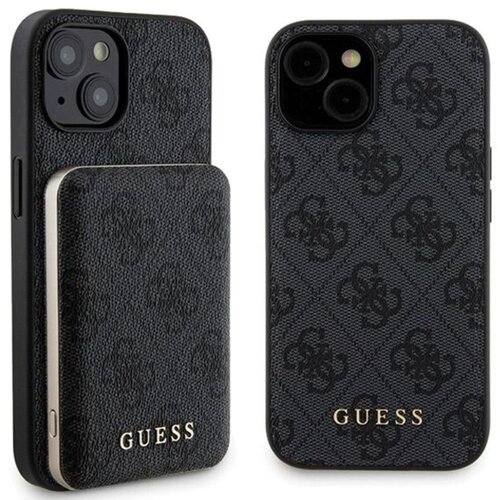 Etui GUESS 4G Metal Logo do Apple iPhone 15 + Powerbank 5000mAh MagSafe Czarny