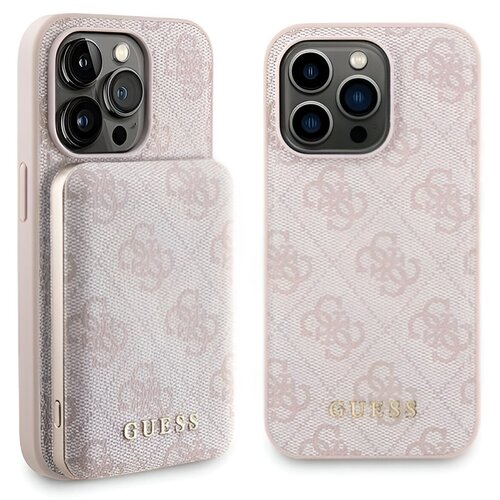 Etui GUESS 4G Metal Logo do Apple iPhone 15 Pro Różowy + Powerbank