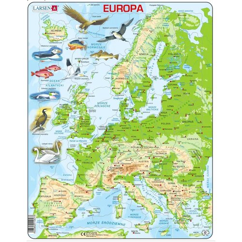 Układanka LARSEN Maxi Europa mapa fizyczna LA-K70PL (87 elementów)