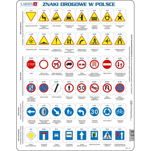 Układanka LARSEN Maxi Znaki Drogowe w Polsce LA-OB3PL (48 elementów)