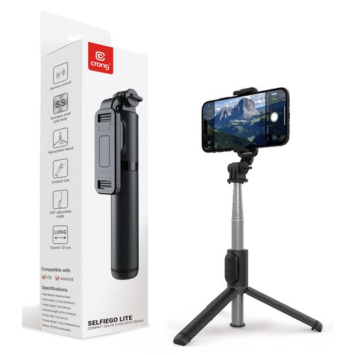 Uchwyt selfie CRONG SelfieGo Lite Bluetooth Tripod Czarny