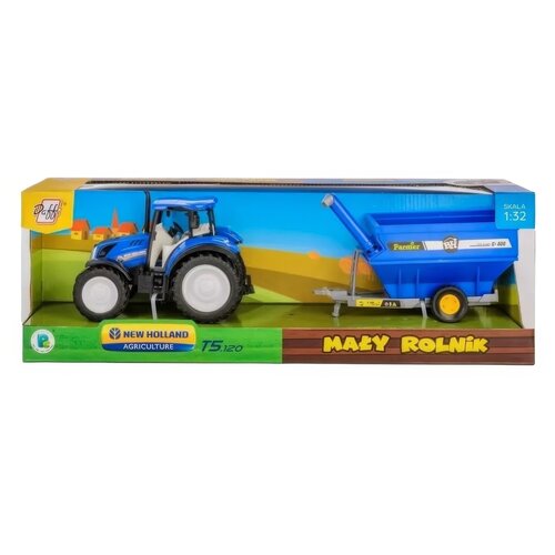 Traktor DAFFI Mały rolnik New Holland T5 z przyczepą do transportu inwentarza T-519