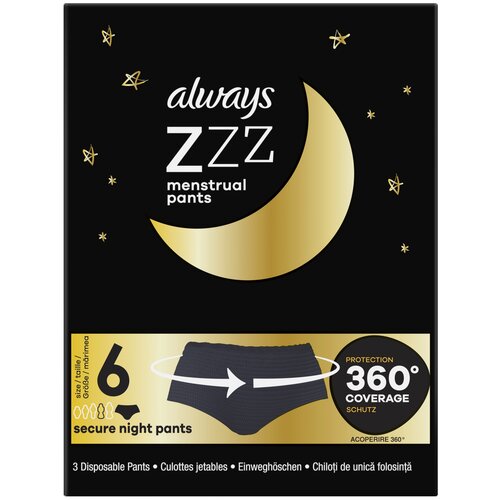 Majtki menstruacyjne ALWAYS Zzz Rozmiar 6 (3 sztuki)