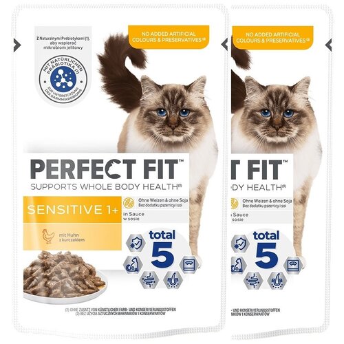 Karma dla kota PERFECT FIT Sensitive 1+ Kurczak w sosie (2 x 85 g)