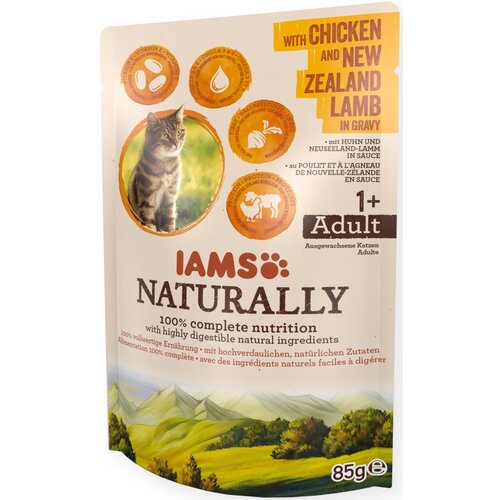 Karma dla kota IAMS Naturally Kurczak i jagnięcina w sosie 85 g
