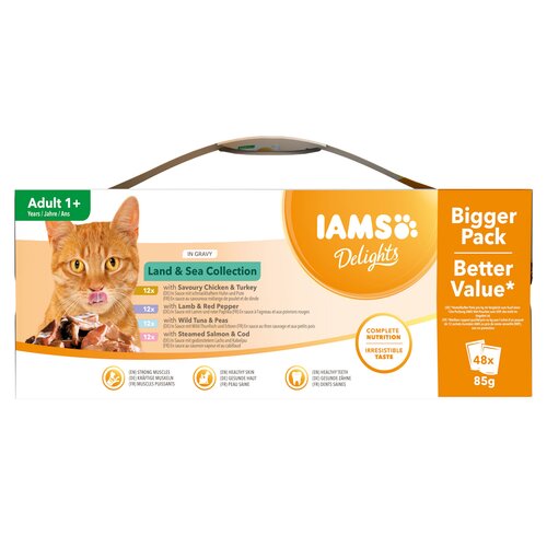 Karma dla kota IAMS Delights Gravy Land & Sea (48 x 85 g)