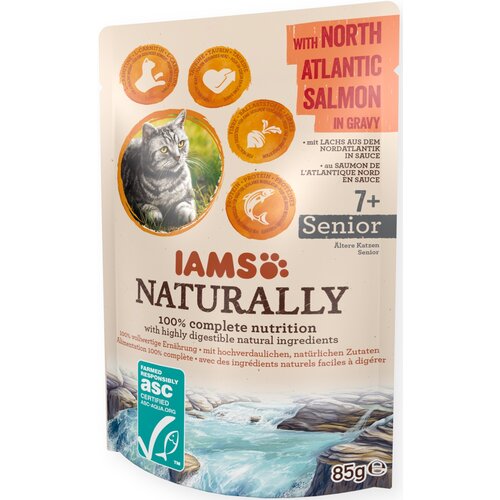 Karma dla kota IAMS Naturally Senior Łosoś w sosie  85 g