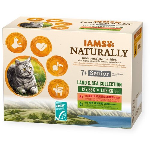 Karma dla kota IAMS Naturally Senior Land & Sea (12 x 85 g)