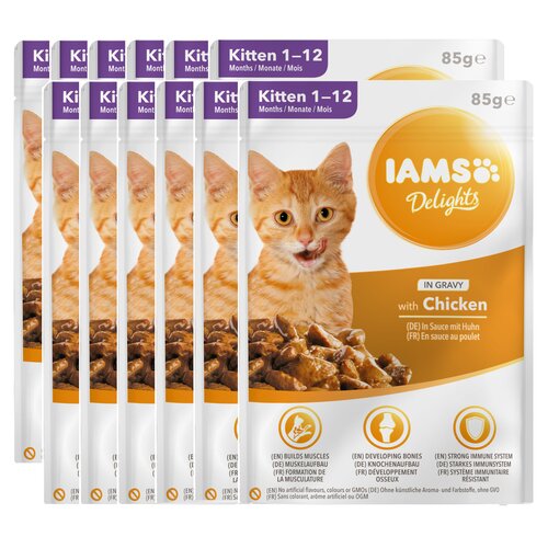 Karma dla kota IAMS Delights Kitten Kurczak w sosie (12 x 85 g)