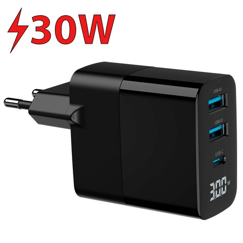 Ładowarka sieciowa GEMBIRD TA-UC-PDQC30LCD-BK-02 30W Czarny