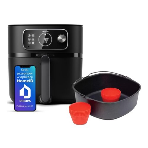 Frytkownica beztłuszczowa PHILIPS Ovi Smart 2.0 XXL HD9875/90 (Wi-Fi) + Zestaw do pieczenia PHILIPS HD9956/00