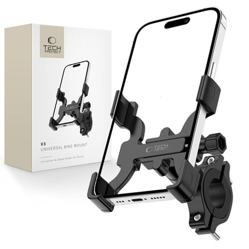 Uchwyt na telefon do roweru TECH-PROTECT V3 Universal Bike Mount Czarny