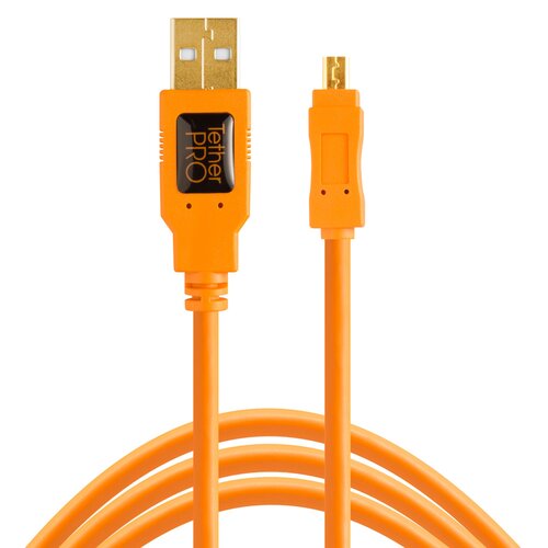 Kabel do tetheringu USB - Mini-B 8-Pin TETHER TOOLS Pro 4.6m Pomarańczowy
