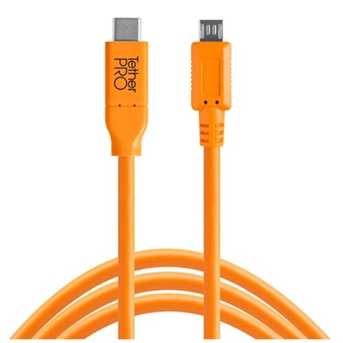 Kabel do tetheringu USB-C - Micro-B 5-Pin TETHER TOOLS Pro 4.6m 480 Mb/s Pomarańczowy