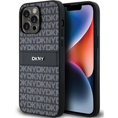 Etui DKNY Leather Mono Stripe & Metal Logo do Apple iPhone 14 Pro Czarny