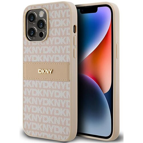 Etui DKNY Leather Mono Stripe & Metal Logo do Apple iPhone 14 Pro Max Różowy