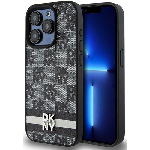Etui DKNY Leather Checkered Mono Pattern & Printed Stripes do Apple iPhone 15 Pro Czarny