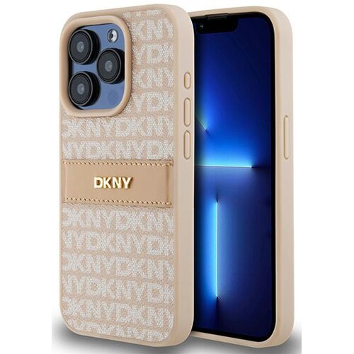 Etui DKNY Leather Mono Stripe & Metal Logo do Apple iPhone 15 Pro Różowy