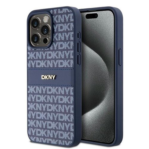 Etui DKNY Leather Mono Stripe & Metal Logo do Apple iPhone 15 Pro Max Niebieski