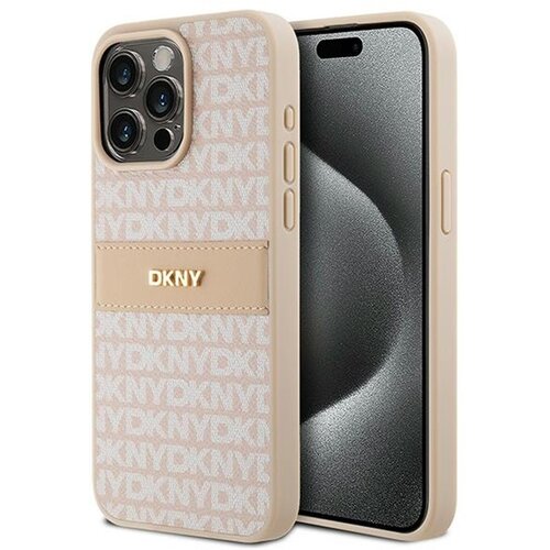 Etui DKNY Leather Mono Stripe & Metal Logo do Apple iPhone 15 Pro Max Różowy