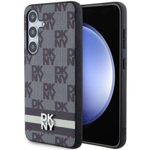Etui DKNY Leather Checkered Mono Pattern & Printed Stripes do Samsung Galaxy S24+ Czarny