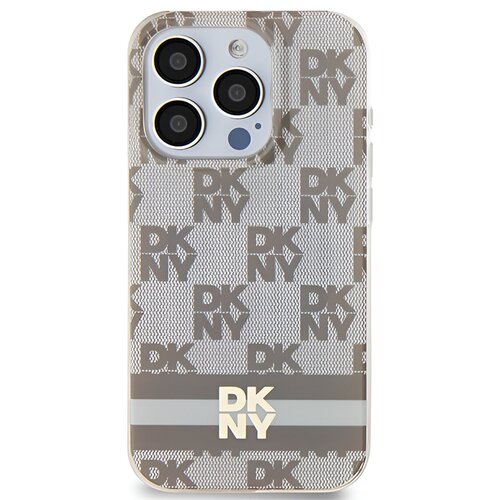 Etui DKNY Hardcase IML Checkered Mono Pattern & Printed Stripes Magsafe do Apple iPhone 13 Pro/13 Beżowy