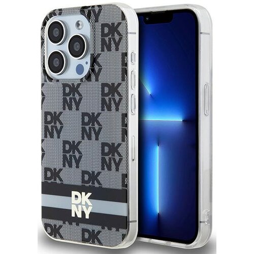 Etui DKNY IML Checkered Mono Pattern & Printed Stripes MagSafe do iPhone 13 Pro Max Czarny