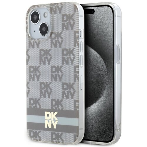 Etui DKNY Hardcase IML Checkered Mono Pattern & Printed Stripes do Apple iPhone 13/14/15 Beżowy