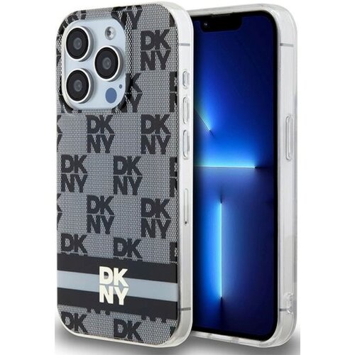Etui DKNY IML Checkered Mono Pattern & Printed Stripes MagSafe do Apple iPhone 15 Pro Czarny