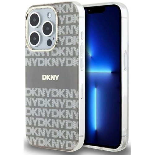Etui DKNY IML Mono & Stripe MagSafe do Apple iPhone 15 Pro Beżowy