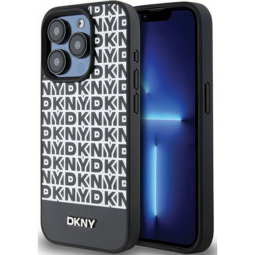 Etui DKNY Leather Printed Pattern Metal Logo MagSafe do Apple iPhone 15 Pro Czarny