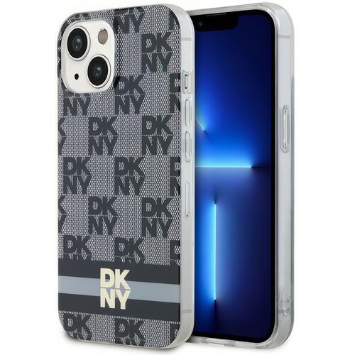 Etui DKNY IML Checkered Mono Pattern & Painted Stripes MagSafe do Apple iPhone 13/14/15 Czarny