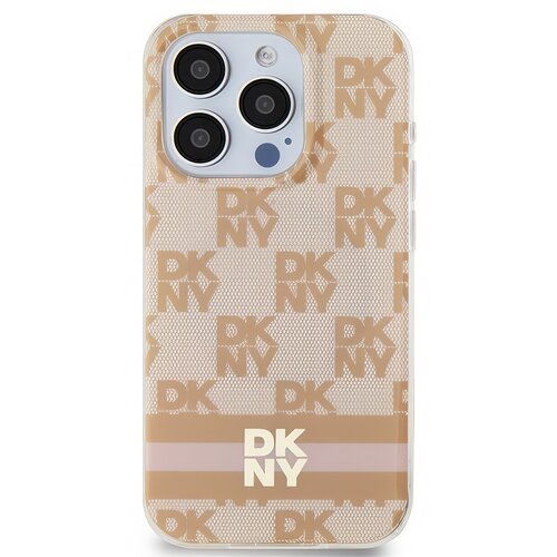 Etui DKNY IML Checkered Mono Pattern & Printed Stripes MagSafe do Apple iPhone 15 Pro Max Różowy