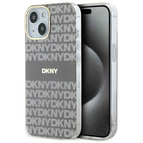 Etui DKNY IML Mono & Stripe MagSafe do Apple iPhone 13/14/15 Beżowy