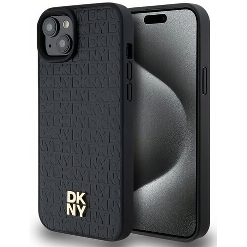 Etui DKNY Leather Pattern Metal Logo MagSafe do Apple iPhone 13/14/15 Czarny