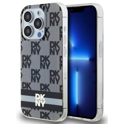Etui DKNY IML Checkered Mono Pattern & Printed Stripes MagSafe do Apple iPhone 15 Pro Max Czarny