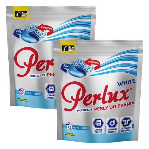 Kapsułki do prania PERLUX Washing Pearls White - 2 x 32 szt.