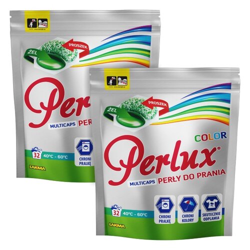 Kapsułki do prania PERLUX Washing Pearls Color - 2 x 32 szt.