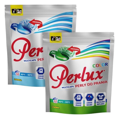 Kapsułki do prania PERLUX Washing Pearls White & Color - 2 x 32 szt.