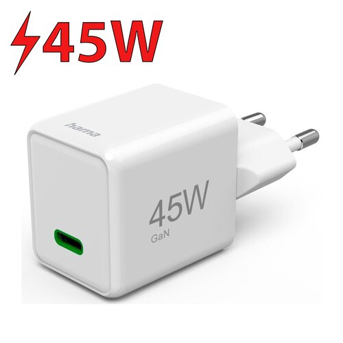 Ładowarka sieciowa HAMA Supermini GaN PD/QC 45W Biały