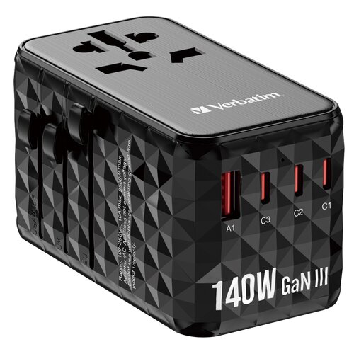 Adapter podróżny VERBATIM UTA-10 USB-A 3 x USB-C PD QC 4+ (Globalny)