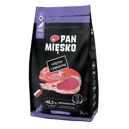 Karma dla psa PAN MIĘSKO Cielęcina z jagnięciną M 3 kg