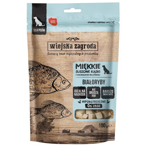 Przysmak dla psa WIEJSKA ZAGRODA Miękkie suszone kąski Białoryby 100 g