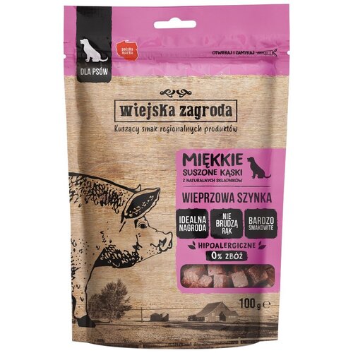 Przysmak dla psa WIEJSKA ZAGRODA Miękkie suszone kąski Szynka wieprzowa 100 g